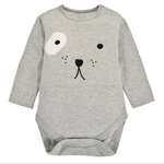 Ready Stock : Grey Puppy Long Sleeve Baby Romper