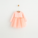 Ready Stock : Long Sleeve Pinky Peach Tutu Dress