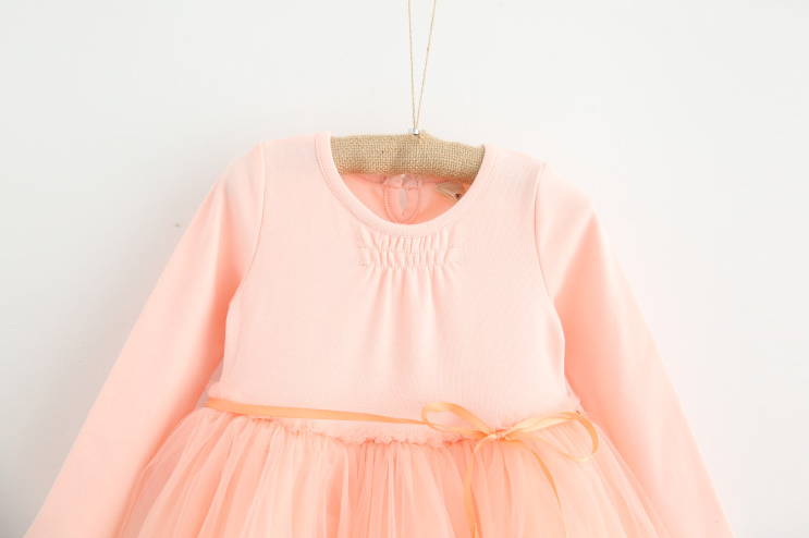 Ready Stock : Long Sleeve Pinky Peach Tutu Dress