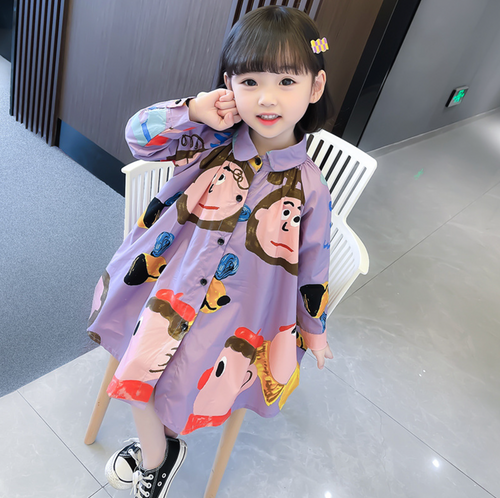 Pre Order :  Cheer Cotton Long Sleeve Dress (Purple)