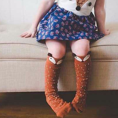 Ready Stock - Baby Fox Knee Length Socks (Camel)