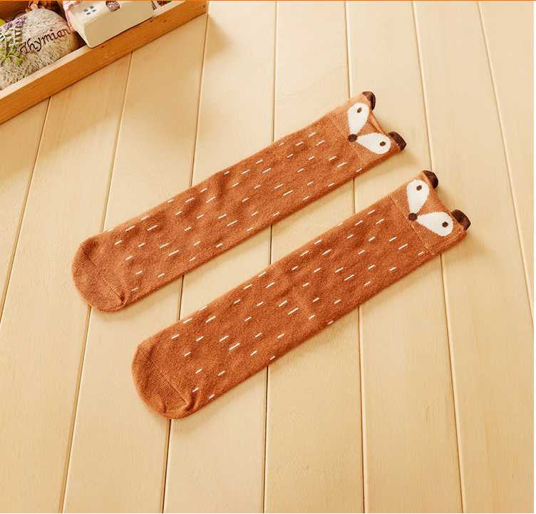 Ready Stock - Baby Fox Knee Length Socks (Camel)