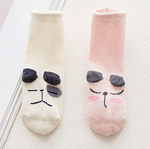 Ready Stock : The Doggie With The 3D Brow Socks (Beige)
