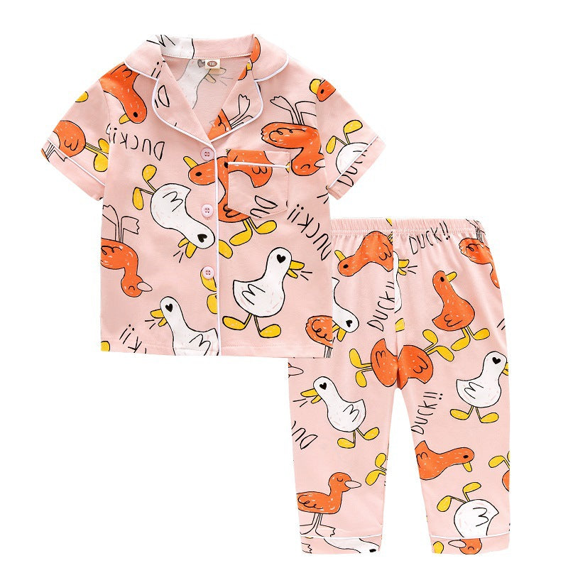 Pre-Order : Pink Duck Collar Pajamas Set