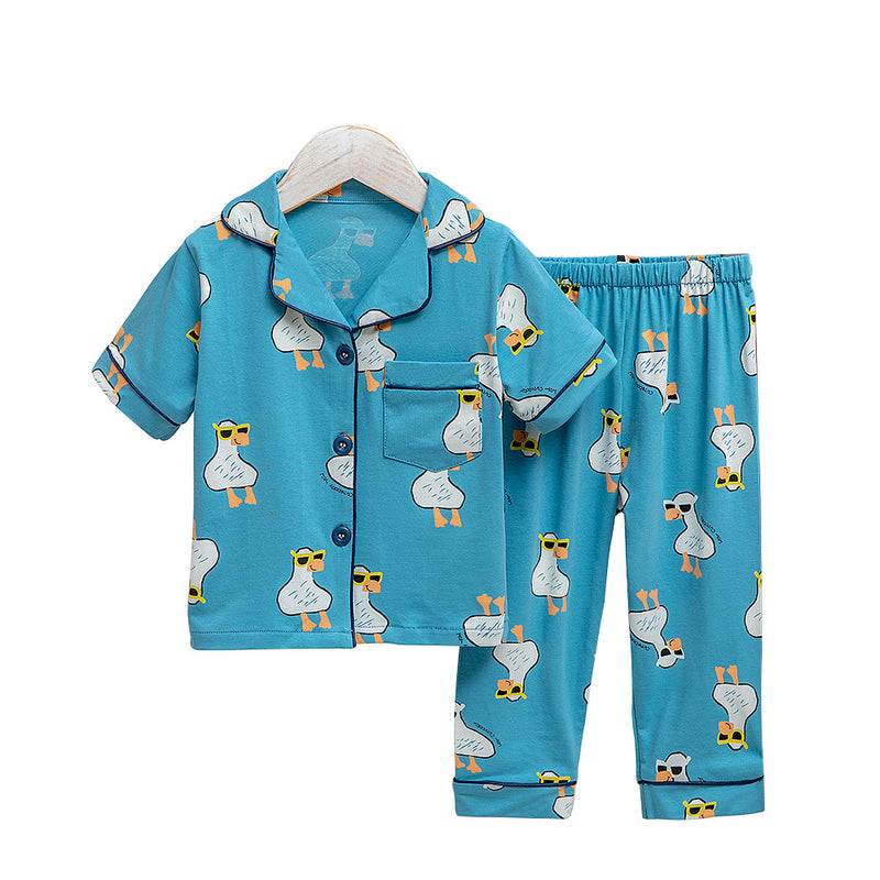 Pre-Order : Blue Duckie Collar Pajamas Set