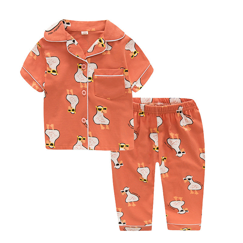 Pre-Order : Peach Duckie Collar Pajamas Set