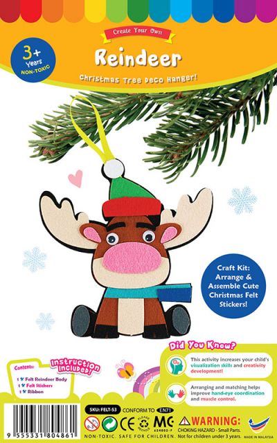 READY STOCK : FELT CHRISTMAS DECO HANGER DIY KIT (Reindeer)