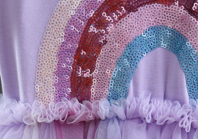 Pre Order :  Rainbow Sequin Dress (Purple )