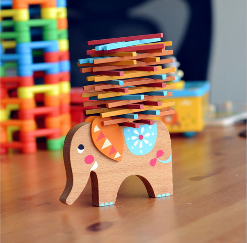 PRE-ORDER : MIDEER BALANCE ELEPHANT WOODEN STACKING TOY