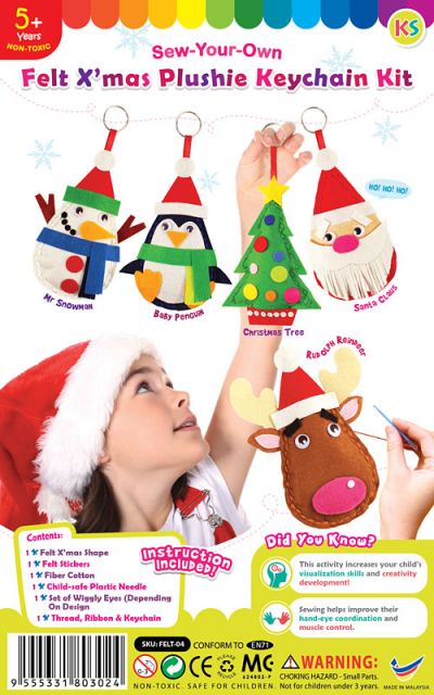 READY STOCK : FELT CHRISTMAS PLUSHIE DIY KIT (4 DESIGNS AVAILABLE)