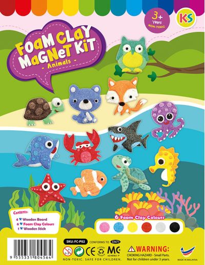 READY STOCK : FOAM CLAY MAGNET DIY KIT (4in1-Fox,Rabbit, Deer, Porcupine)