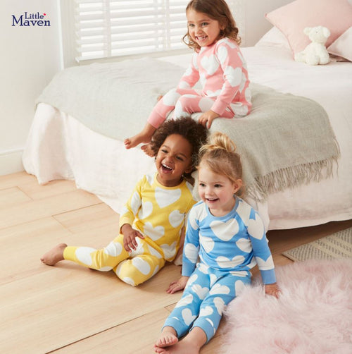 Ready Stock : Pink Heart Girl Pajamas Set