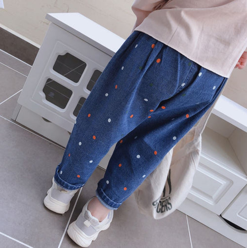 Ready Stock : Polka Dots Harem Jeans Pants