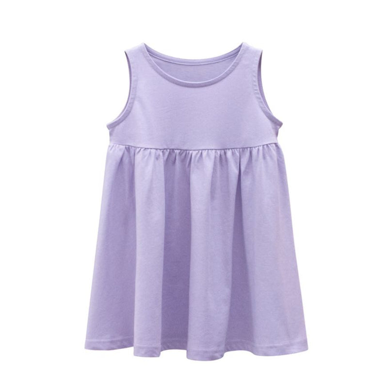 Pre Order :  Plain Purple Sleeveless Dress