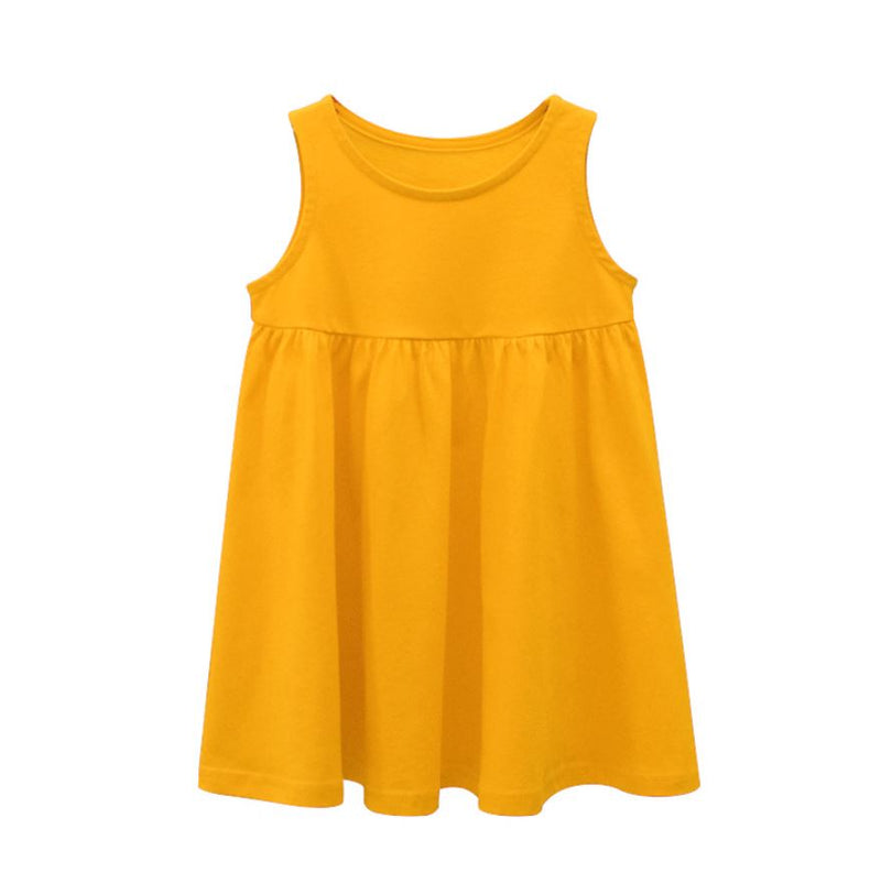 Pre Order :  Plain Yellow Sleeveless Dress